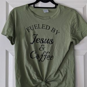 OLIVE GREEN TSHIRT WITH CUTE SAYING